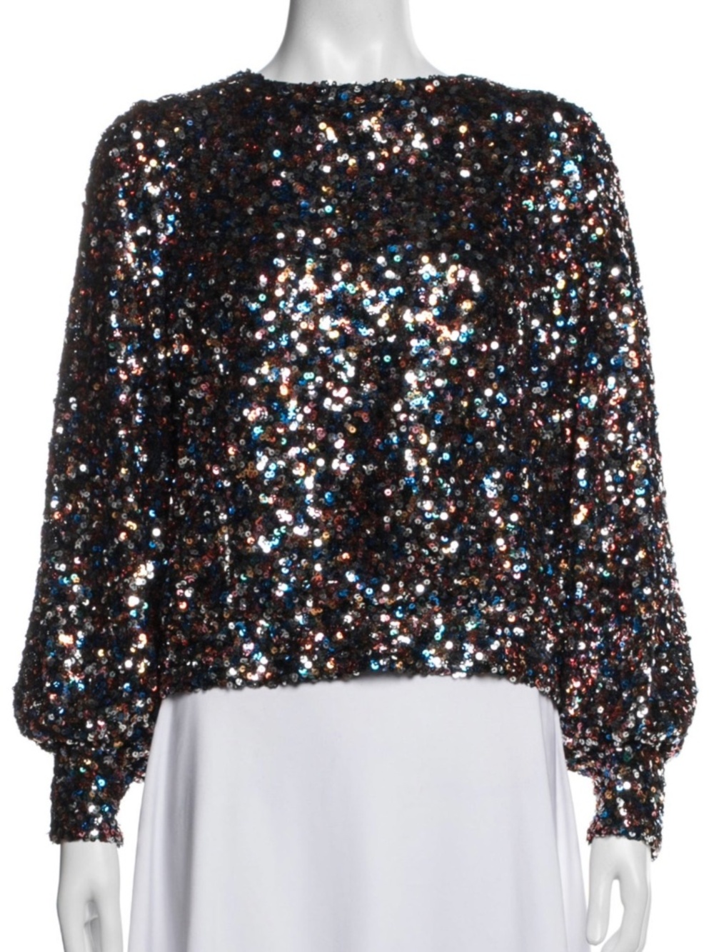 NWT Sezane Multicolor Sequins Long Sleeves Party Top Size 12